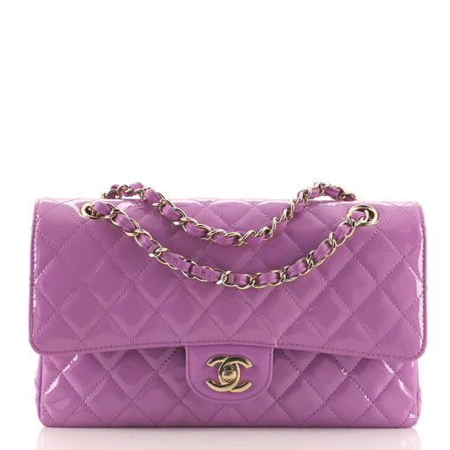 Chanel Classic Double Flap Bag Quilted Patent 'PURPLE'