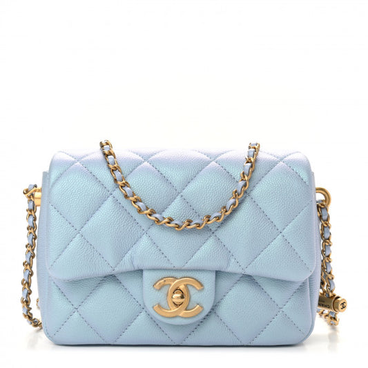 Chanel Iridescent Caviar Quilted Mini My Perfect Flap ‘LIGHT BLUE’