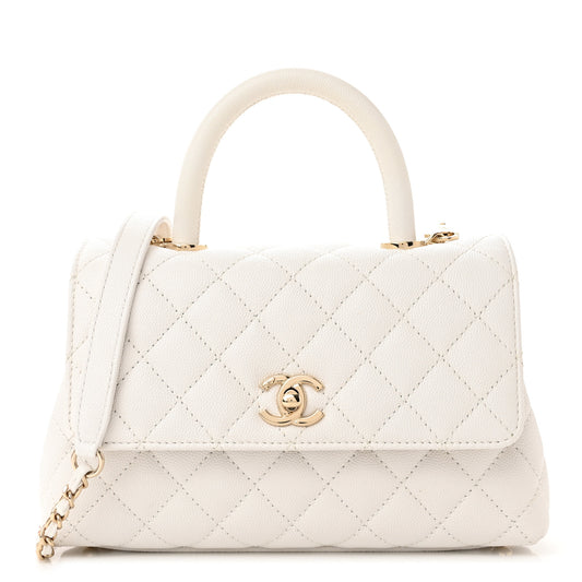 Chanel Caviar Quilted Mini Coco Handle Flap 'WHITE'