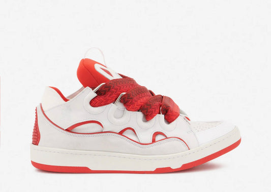 Lanvin Leather Curb Sneakers ‘WHITE RED’
