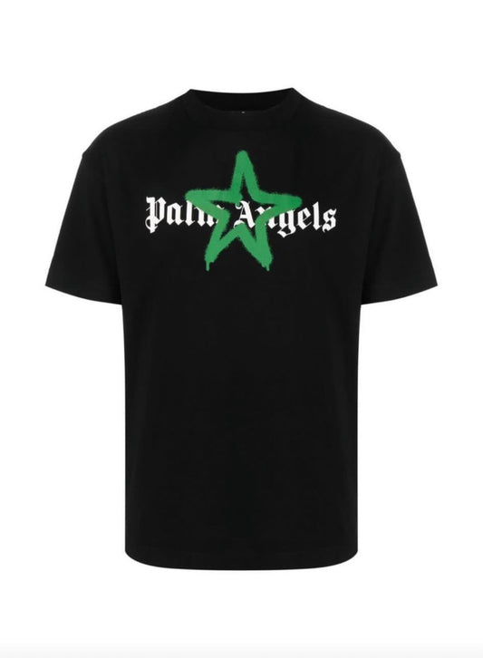 Palm Angels Star Sprayed T-Shirt ‘BLACK GREEN’